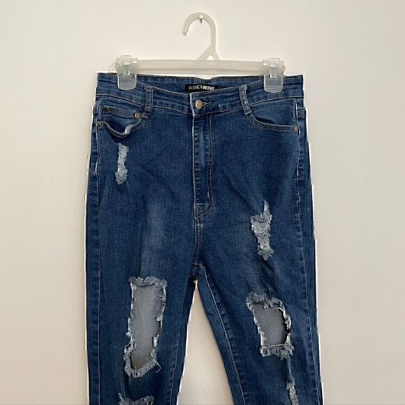 FASHION NOVA Needing Something Jeans Dark Denim Ripped High Waisted Skinny 15 16 - Picture 4 of 12